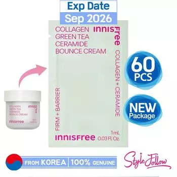 60шт/60мл_[INNISFREE] Коллагеновый крем с керамидами и зеленым чаем 1 мл (Образец Саше) 1ml X 60pcs (60ml)