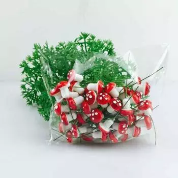 60шт искусственный мини-гриб сказочный сад мох смолы ремесла садовый декор красный