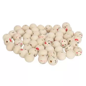 60шт круглая деревянная бусина с принтом 20мм деревянная бусина для рукоделия с большим отверстием для ожерелья