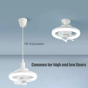 60W E27 Ceiling Fan With Led Light And Remote Control 360 ° Rotation Retractable Silent Ceiling Fan Lamp For Room Home Decor