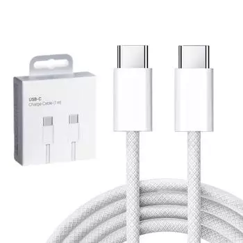 60W PD USB-C to USB-C Fast Charge Cable for iPhone 15 Plus 16 Pro Max Samsung Dual Type-C Quick Charging Braided Cable With Box 1m