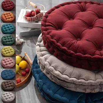 60x60 см скандинавская однотонная бархатная круглая подушка-татами, утолщенная зимняя подушка для спинки дивана, напольная подушка для медитации, круглая подушка-футон 60x60CM