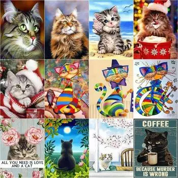 60x75 см Рамка 5D DIY Алмазная картина Полная дрель Кошка Животное Распродажа Алмазная вышивка Мозаичная картина Украшение дома Full Round 20x30CM
