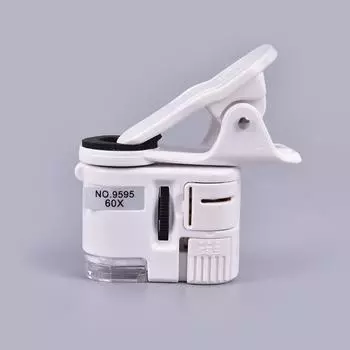 60X Универсальный мини-зажим для мобильного телефона со светодиодной УФ-лампой, лупа для микроскопа, лупа