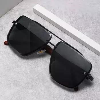 6107 Double Beam Metal Box Wood Grain Legs Sunglasses 5 Trend Sunglasses Men S Driving Glasses