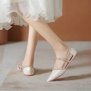 616 острых шипов мягкая подошва летние римские туфли на плоской подошве универсальные туфли с французским носком большого размера 41-43 34