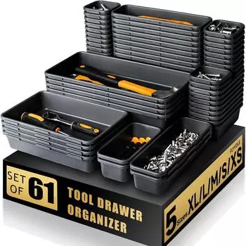 61/45/34/24/9 шт. Органайзеры для ящиков стола 5 размеров, сблокированные, неглубокие, органайзер для инструментов, разделители лотков, контейнеры для хранения инструментов