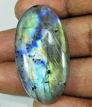 61 карат. Натуральный лабрадорит, многоцветный овальный кабошон, россыпью, драгоценный камень 21X40X7 мм GK-58