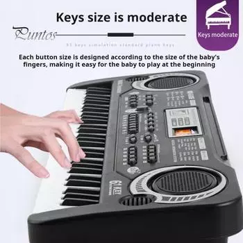 61 клавиша детского пианино с микрофоном и режимом записи обучения для малышей и начинающих, обучающее портативное электронное пианино, игрушка для мальчиков и девочек, подарок чёрный