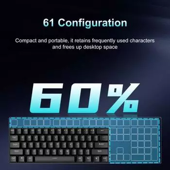 61-клавишная механическая клавиатура с эффектами RGB-подсветки Эргономичный дизайн Регулируемая Plug-Play Универсальная проводная Blue Shaft чёрный