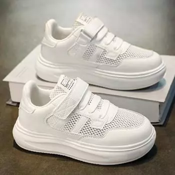 61 Show Little White Shoes Весна и лето Новые дышащие сетчатые туфли для девочек Легкая спортивная обувь для мальчиков 26 белый