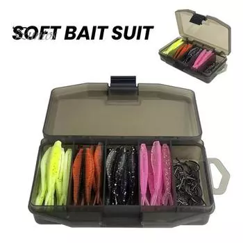 61 шт./компл., мягкая приманка для рыбалки, набор колючих крючков, пресноводная морская вода, универсальная искусственная красочная блестящая ножничная хвостовая мягкая приманка, аксессуары для рыбалки Sets
