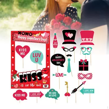61 шт. реквизит для фотосъемки на День святого Валентина с палочками, фон ручной работы для селфи