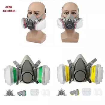 6200 Противогаз 7-в-1/15-в-1 многоразовая полумаска с фильтром, подходит для покраски, сварки, деревообработки и органических паров