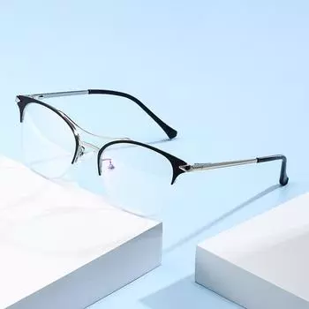 6209 Новое модное полурамное двухлучевое металлическое плоское зеркало, двухлучевое классическое антисинее стекло с пружинной оправой