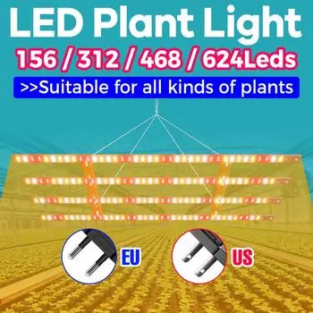 624 светодиодный светильник для выращивания растений, полный спектр, квантовая доска, ящик для выращивания семян, лампа для выращивания семян, тепличная палатка, гидропонное освещение для овощей Full Spectrum&EU