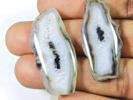 62 карата черный срез окрашенного друзового агата, пара, фантазийные россыпные драгоценные камни 18X39 мм SK-2226