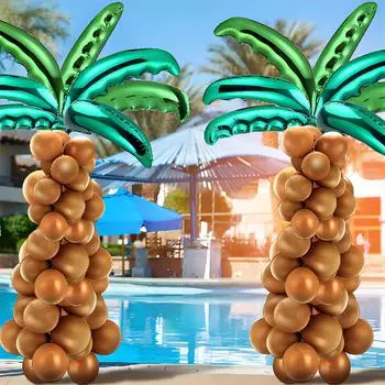 62 шт. 36-дюймовые воздушные шары с листьями кокосовой пальмы, набор гавайских воздушных шаров, воздушный шар с пальмой, воздушный шар на день рождения, декор для вечеринки для лета, прополка, детский душ