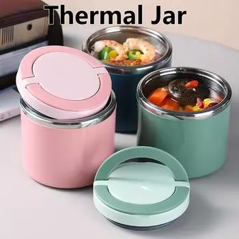 630/1000ml Thermal Jar Food Grade Insulated Soup Cup Thermos Containers Stainless Steel Roumd Style Thermo Keep Hot Lunch Box