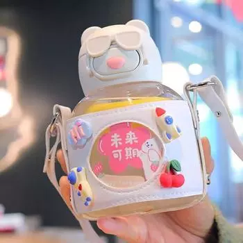 630 мл Детская поилка для еды, открывающаяся одной кнопкой, летняя портативная герметичная пластиковая чашка