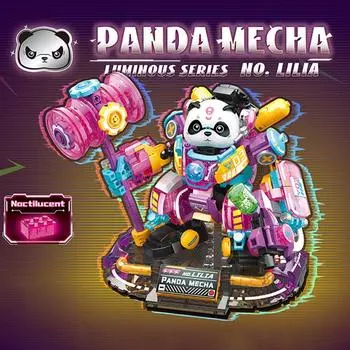 635 шт., розовая панда, меха, строительные блоки, креативные светящиеся строительные кирпичи, фигурка, модель, настольные украшения, детские игрушки «сделай сам», подарки With Box разноцветный