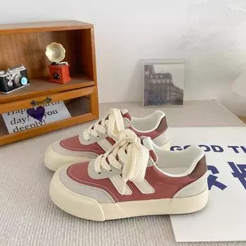 6377 popular thick-soled leverage bar German training board shoes women s Hong Kong style retro chic2024 new spring little white shoes 35 розовый