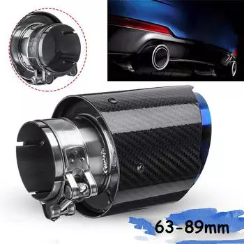 63-89 мм глянцевые насадки на выхлопную трубу из углеродного волокна универсальные автомобильные выхлопные трубы синего цвета