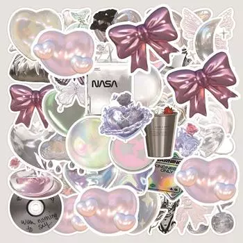 63 шт. блестящие наклейки украшения DIY скейтборд телефон холодильник велосипед милые наклейки игрушки One Size серебряный