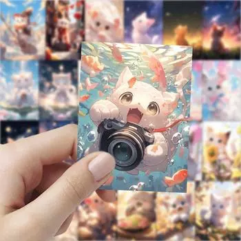 63 шт. милых креативных самодельных декоративных наклеек с изображением кошек/домашних животных для мобильных телефонов и ноутбуков [high definition printing + factory straight hair]