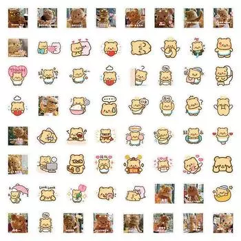 63 шт. мультяшные наклейки с изображением медведя-масла для телефона, ноутбука, чашки, скейта, водонепроницаемые наклейки, милые граффити, украшения для детей, игрушки, подарок