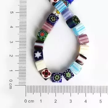 63 шт., высококачественные кубические гладкие стеклянные бусины с несколькими узорами для украшения ювелирных изделий, DIY браслет, ожерелье, серьги 6*6mm 63pcs