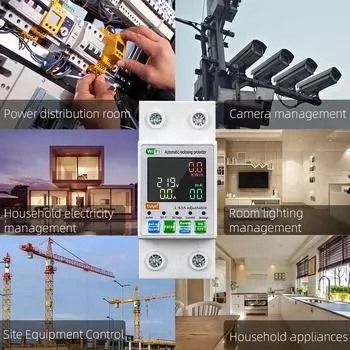 63A Tuya WIFI Smart Switch Автоматический выключатель Счетчик энергии КВтч Измерение мощности Таймер Реле Пульт дистанционного управления Life APP Модуль Защитник белый