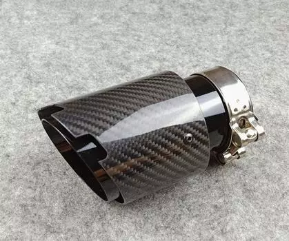 63mm-89mm Glossy Titanium Black Carbon Fiber Car Tip Tail Throat