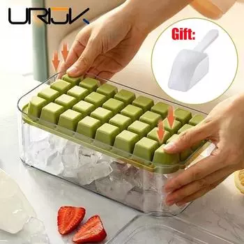 64/32Girds прессование лотка для льда ящик для льда холодильник кубик льда артефакт силиконовая форма с крышкой бытовой герметичный пищевой ледогенератор