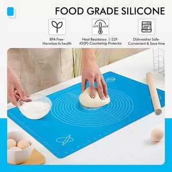 64*45cm Non-Stick Kneading Dough Pad Reusable Cookie Pastry Baking Pads Paste Flour Table Table Mat With Dough Cutter Oil Brush