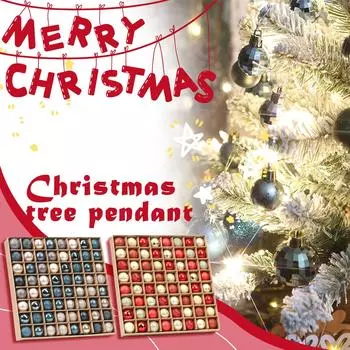 64 елочных шара, украшения для рождественской елки, праздничный венок, гирлянда, украшения, красные и золотые, 3 см One Size синий