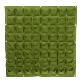 64 кармана вертикальный уличный сад фетр растения выращивание цветов мешок настенное кашпо (зеленый) зелёный