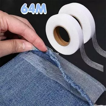 64 метра белый двусторонний флизелин, швейные аксессуары, клейкая лента, ткань, плавкий флизелин для одежды, аксессуары для самостоятельного изготовления лоскутных изделий 1cm белый