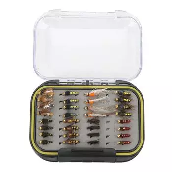 64 Pcs Fly Fishing Flies Stainless Steel Colorful Fishing Lure Kit Fishing Fly Hooks Set with