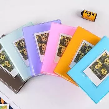 64 Pocket Jelly Series Transparent Mini Photo Album Insert PP Photo Album Business Card Book 3 Inch Gift