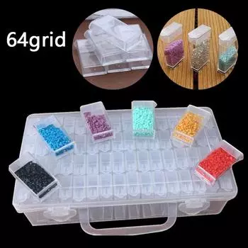 64 Сетка Алмазная картина Дрель Бутылки для хранения Вышивка Ногтей Бисер Квадратные Алмазные бутылки Набор 64PCS