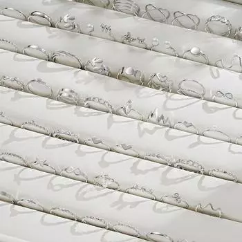 64 шт./компл. модный комплект колец с бабочками в форме сердца и листьев, серебряные кольца с кристаллами и искусственным жемчугом для женщин, ювелирные аксессуары