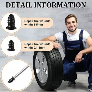 64 шт. набор для ремонта автомобильных вакуумных шин, набор резиновых гвоздей для ремонта бескамерных шин, инструмент для заплаток из резины и винтов