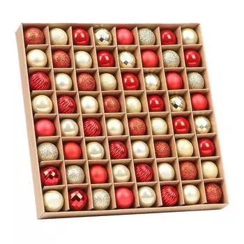 64 шт. Рождественские шары, небьющиеся, праздничный декоративный кулон, сверкающий, 1,18 дюйма, мини-подвеска красный