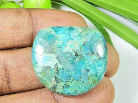 64Cts. Натуральный хризоколла кабошон россыпью драгоценный камень для ювелирных изделий 29X30X08 мм SK-1041