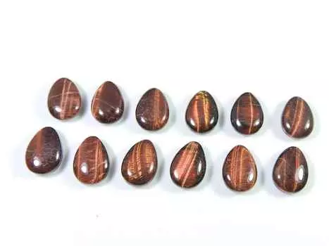 64Cts. Red Tiger Eye Pear Healing Cabochon Loose Gemstone 12Pcs Lot 10X14MM RQ-2029
