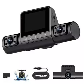 64GB Card Car Night Vision Tachograph Quad-record HD 1080P Driving Recorder Rear View