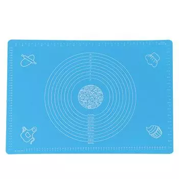 64x45cm High Temperature Resistant Non-Stick Silicone Dough Mat with Scale Baking Tool(Blue ) синий