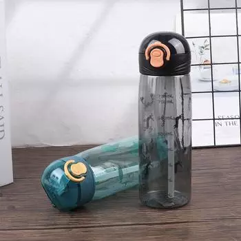 650/750 мл пластиковая бутылка для воды для питья портативная спортивная чашка для чая кофе кухонные принадлежности детская бутылка для воды для школы прозрачная 650 ML чёрный