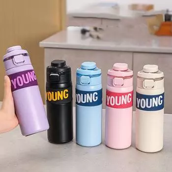 650 мл большая емкость термокружка с соломенной грелкой модная спортивная термокружка для женщин чёрный